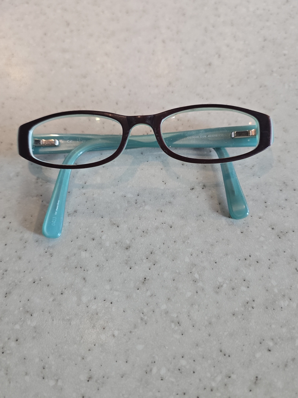 Guess GU 9048 BRN Eyeglass Frames Brown Turquoise Blue 46-16-135 Rectangle